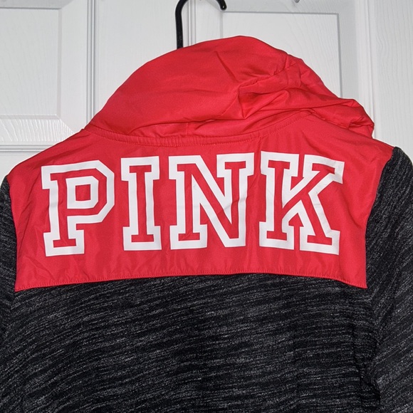Victoria’s Secret PINK raincoat zip up hoodie gray pink size medium - Picture 7 of 7